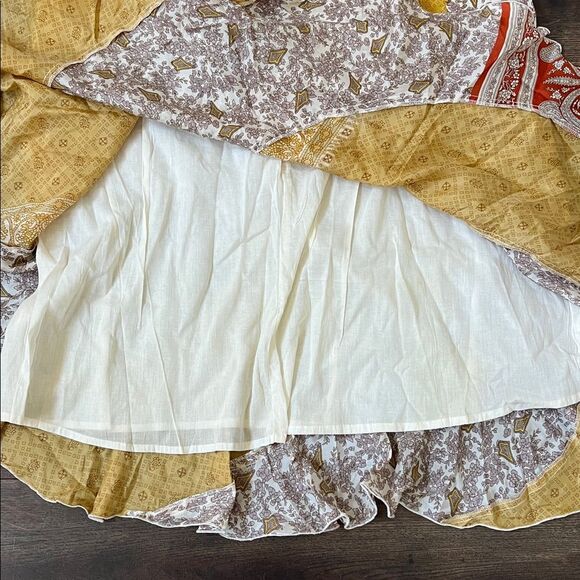 Sundance 100% Silk Skirt Size Large Boho Patchwork Midi Skirt Yellow Paisley - Picture 11 of 11
